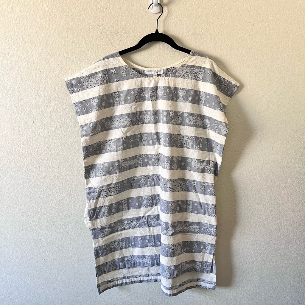 Striped Gray & White Cotton Blouse